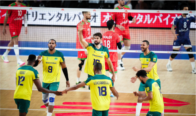 Brasil supera susto no segundo set e conquista importante vitória sobre o Irã na Liga das Nações Brasil supera susto no segundo set e conquista importante vitória sobre o Irã na Liga das Nações