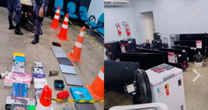 Polícia Militar do Amazonas prende grupo que furtou loja de eletroeletrônicos, no CentroOs itens furtados pelo bando estavam avaliados em R$125 mil. Polícia Militar do Amazonas prende grupo que furtou loja de eletroeletrônicos, no Centro