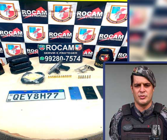 Polícia Militar prende trio com armas de fogo e quatro tabletes de droga