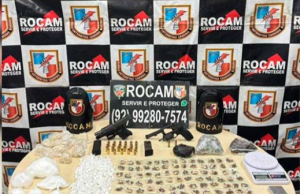 Polícia Militar realiza prisão por tráfico de drogas e porte ilegal de armas na zona oeste de ManausHomem de 19 anos foi preso com armas, drogas e balanças de precisão no bairro Redenção. Polícia Militar realiza prisão por tráfico de drogas e porte ilegal de armas na zona oeste de Manaus