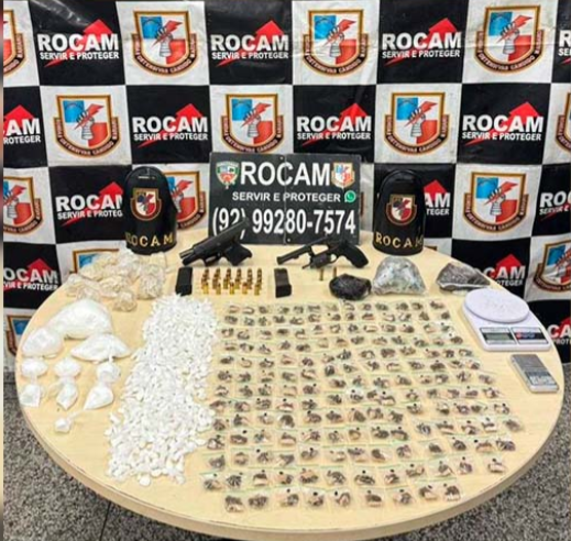 Polícia Militar realiza prisão por tráfico de drogas e porte ilegal de armas na zona oeste de Manaus