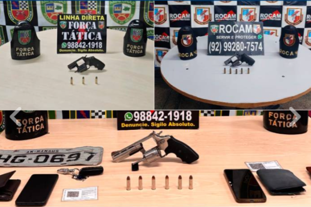 Em Manaus, Polícia Militar prende dois homens e apreende três armas