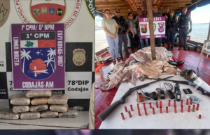 Forças de Segurança apreendem drogas, armas e mais de 358 quilos de pescado e carne de caça ilegal em CodajásAções resultaram na prisão de uma mulher por tráfico de drogas durante fiscalizações no município. Forças de Segurança apreendem drogas, armas e mais de 358 quilos de pescado e carne de caça ilegal em Codajás