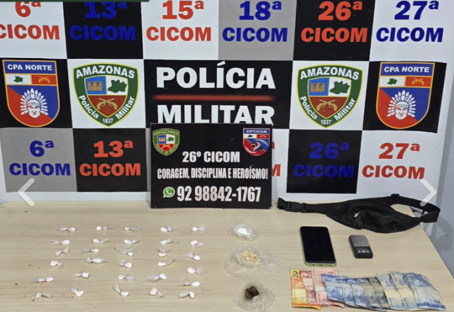 Polícia Militar do Amazonas captura foragido da Justiça e apreende drogas durante ação na zona norte