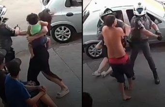 Vídeo – Mulher com bebê no colo é atingida durante ação policial em Sorocaba; caso será investigado Mulher com bebê no colo é atingida durante ação policial