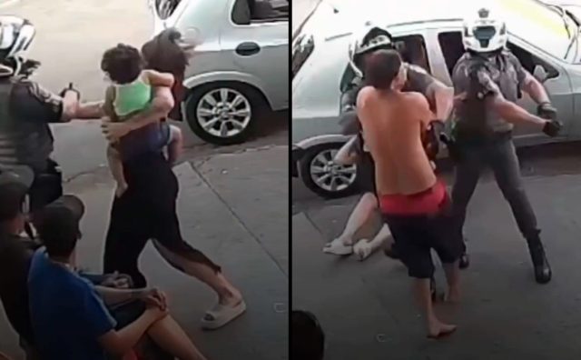 Mulher com bebê no colo é atingida durante ação policial