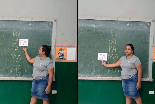 Professora viraliza ao ensinar crianças a ler com método simples e criativo em escola da zona rural Professora