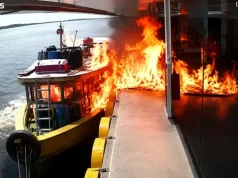 Barco explode durante abastecimento e é destruído por incêndio em Barcelos Barco explode durante abastecimento e é destruído por incêndio em Barcelos